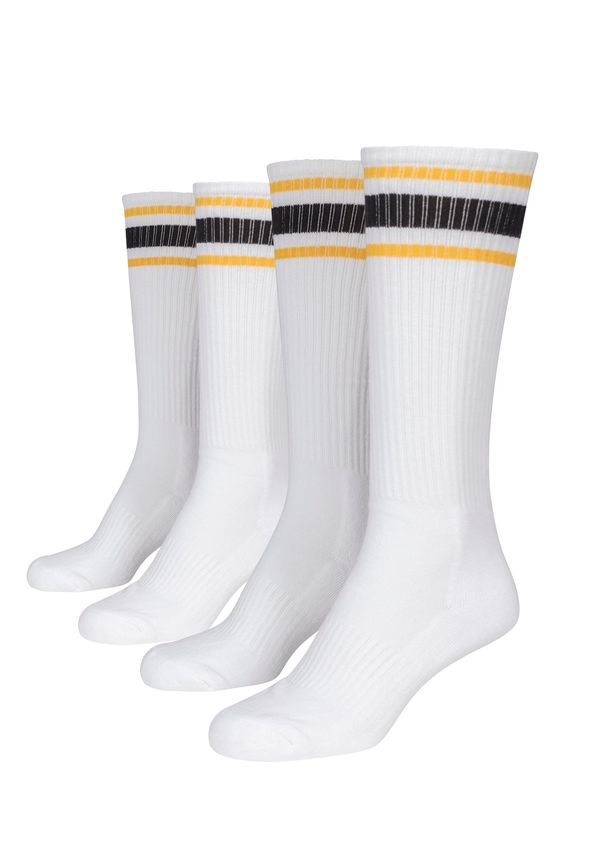 Urban Classics Accessoires Long Stripe Socks 2 Pack - White/Yellow/Black
