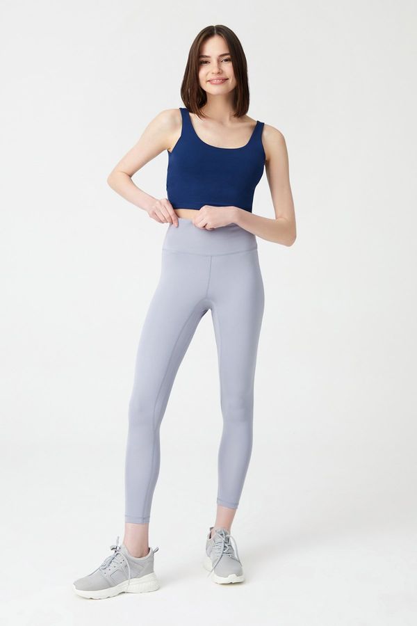 LOS OJOS LOS OJOS Gray High Waist Stitch Detail Compression Sports Leggings