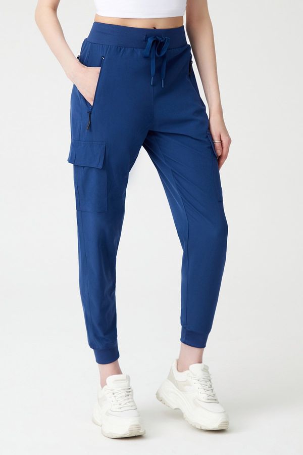 LOS OJOS LOS OJOS Ženske mornarice Modre tovorne jogger hlače z žepnim elastičnim pasom in nogami, tovor