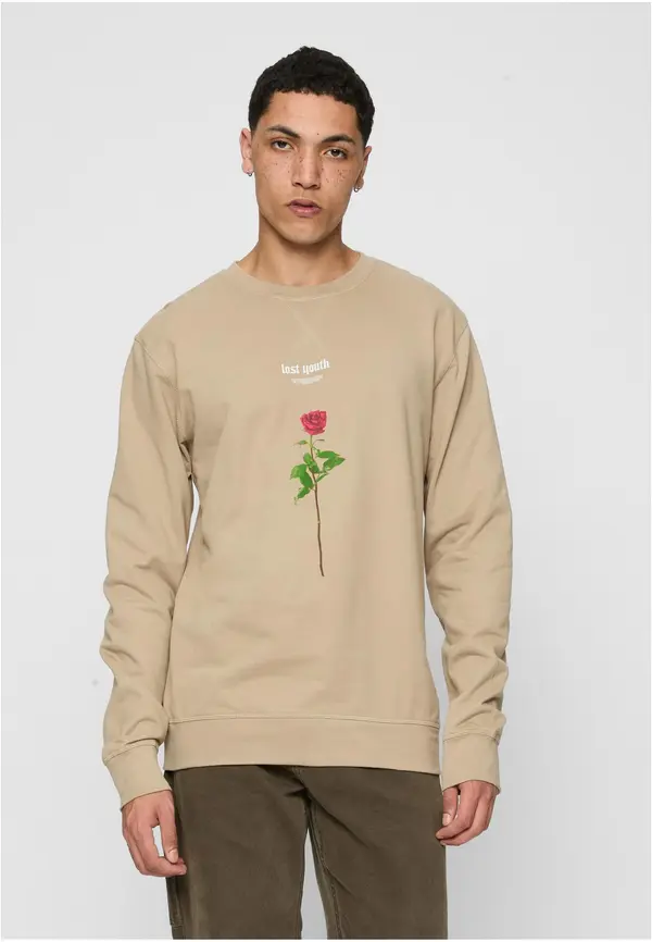 Mister Tee Lost Youth Rose Crewneck darksand