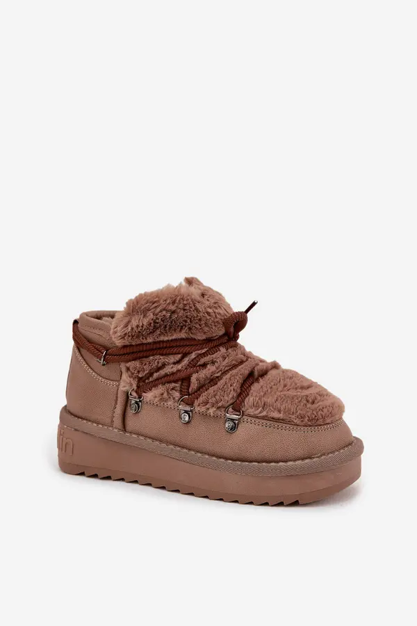D.Franklin Low Snow Boots On Platform With Fur D.Franklin Brown