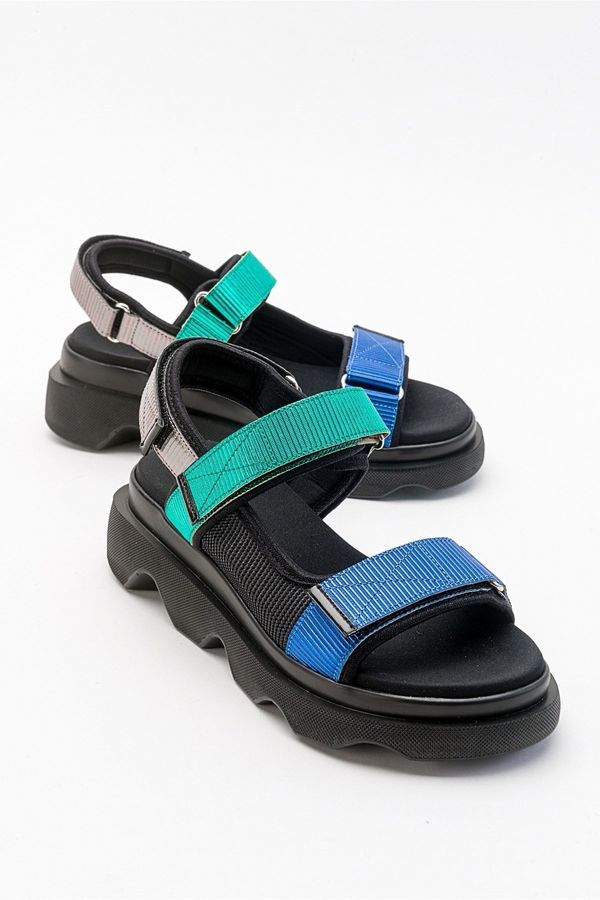 LuviShoes LuviShoes Arey Women's Black Green Multi Sandals