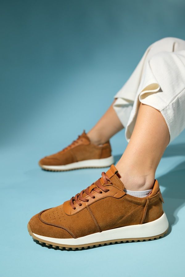 LuviShoes LuviShoes EDIN Tan Suede Genuine Leather Women's Sports Sneakers