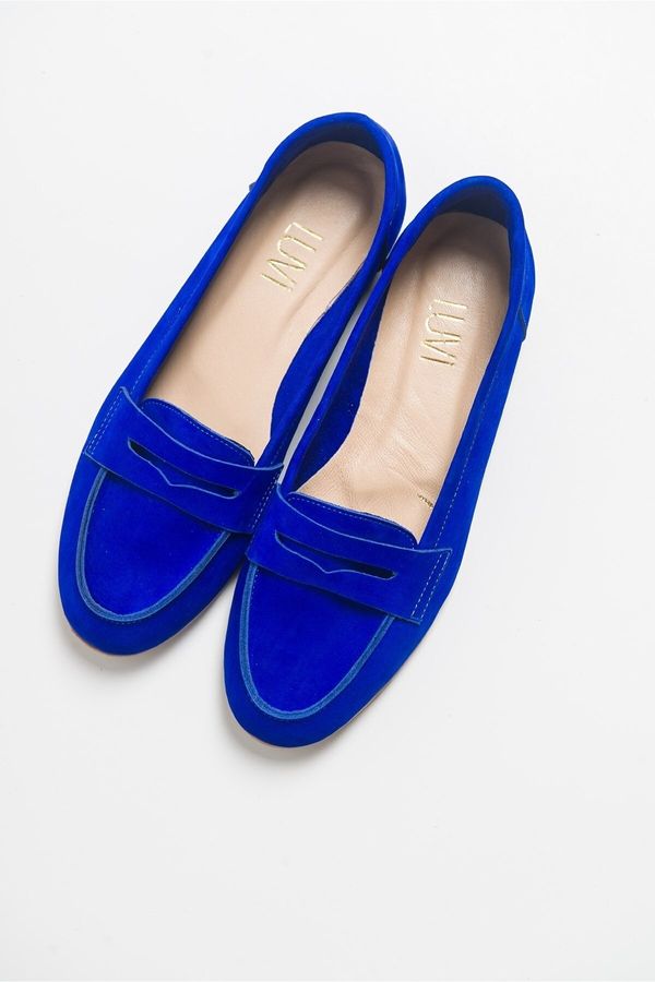 LuviShoes LuviShoes F02 Sax Blue Nubuck Leather Women's Flats