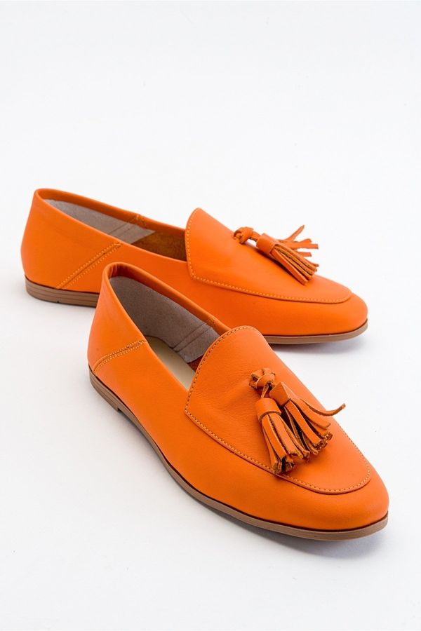 LuviShoes LuviShoes F04 Orange Skin Genuine Leather Shoes