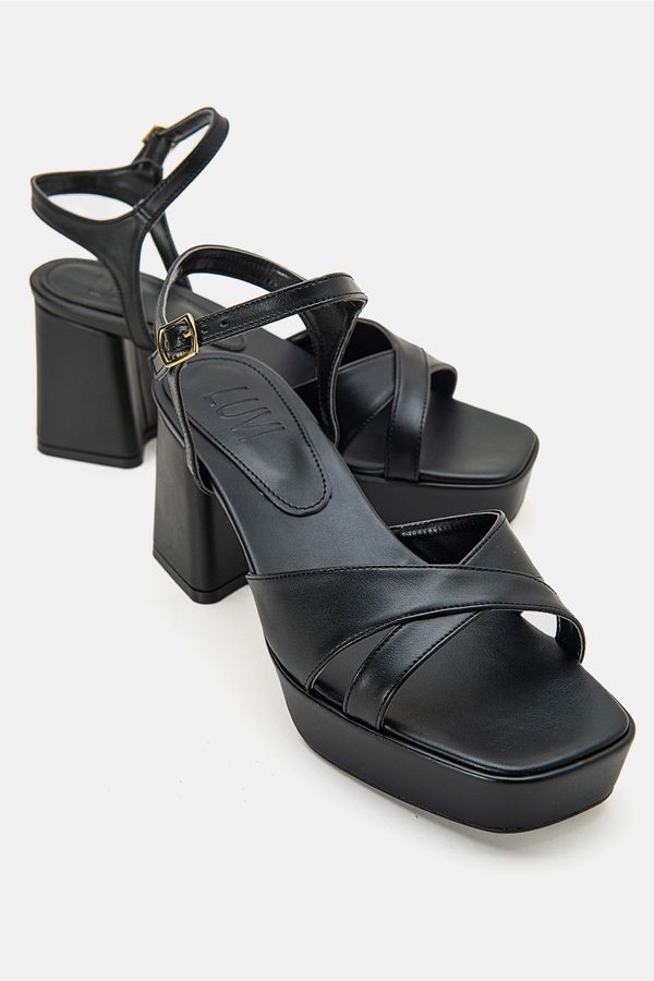 LuviShoes LuviShoes Minus Black Skin Women's Heeled Shoes