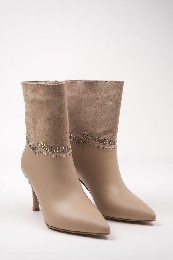LuviShoes LuviShoes Paıx Beige Leather -suede Women's Boots
