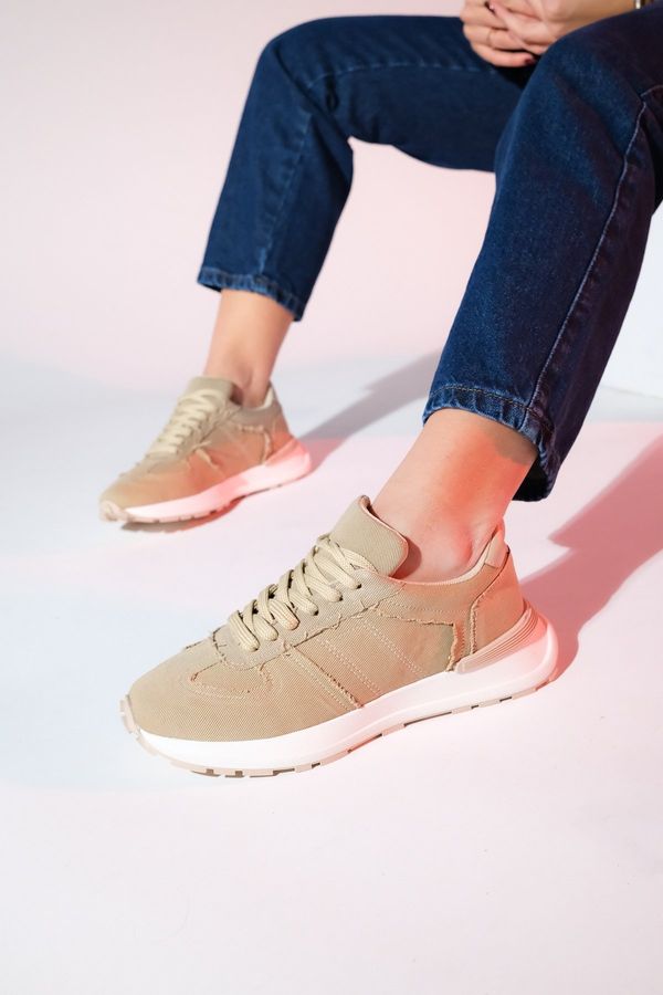 LuviShoes LuviShoes RAFAEL Beige Denim Women's Sports Sneaker