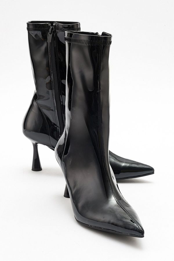 LuviShoes LuviShoes SPEZIA Black Patent Leather Women's Heeled Boots