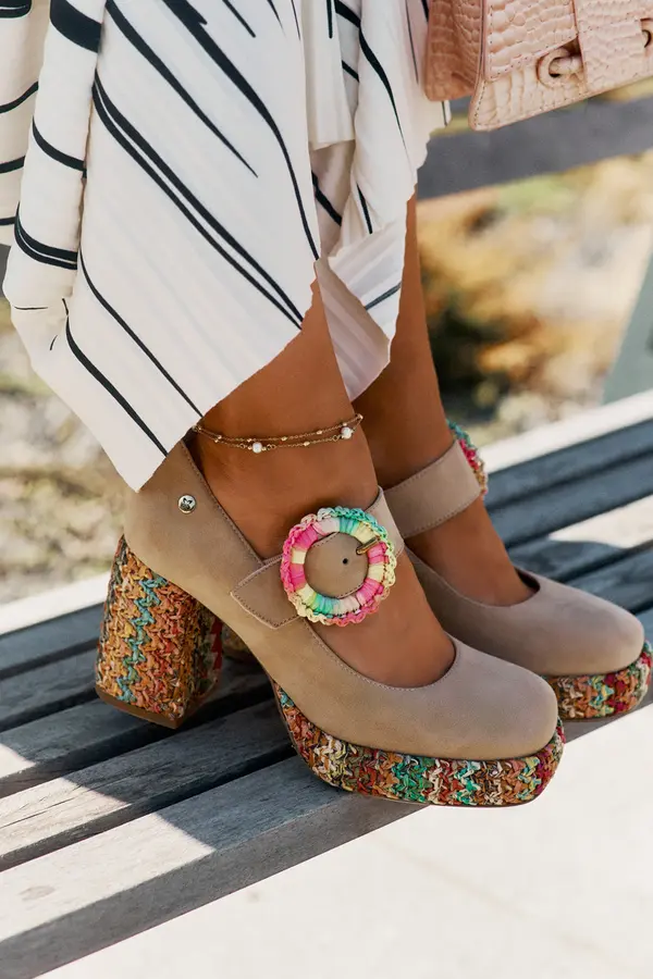 Maciejka Maciejka Suede Pumps With Weaving On Heel And Platform