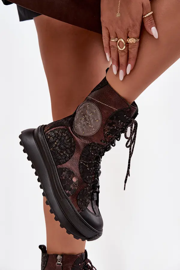 Maciejka Maciejka usnjeni škornji s platformo