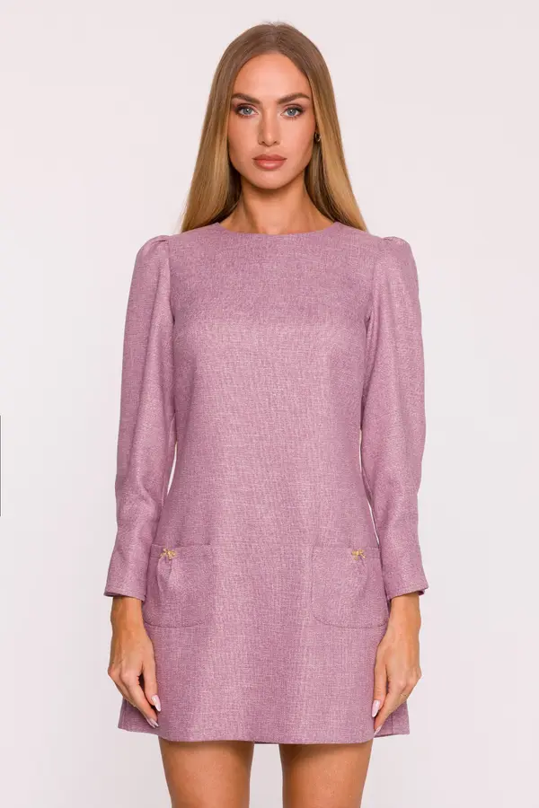 Made Of Emotion Made Of Emotion Woman's A-line mini dress with long sleeves - marsala