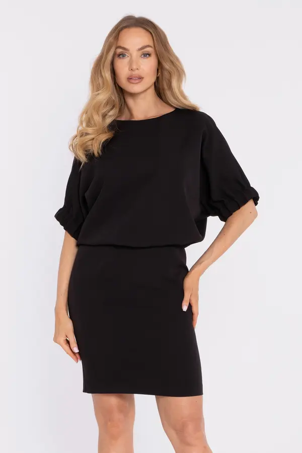 Made Of Emotion Made Of Emotion Woman's Mini dress with a loose top and a back slit - black