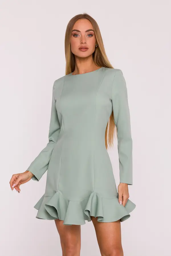 Made Of Emotion Made Of Emotion Woman's Mini dress with ruffles at the hem - mint green