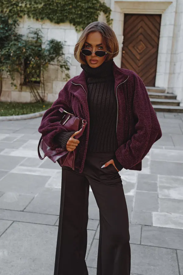 Made Of Emotion Made Of Emotion Woman's Short jacket made of coat fabric - maroon