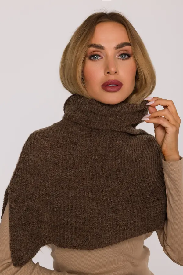 Made Of Emotion Made Of Emotion Woman's Soft turtleneck with a stand-up collar that drapes over the shoulders - caramel