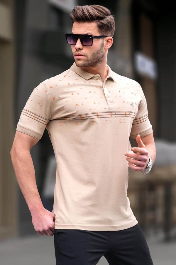 Madmext Madmext Beige Men's Polo Neck T-Shirt 6077