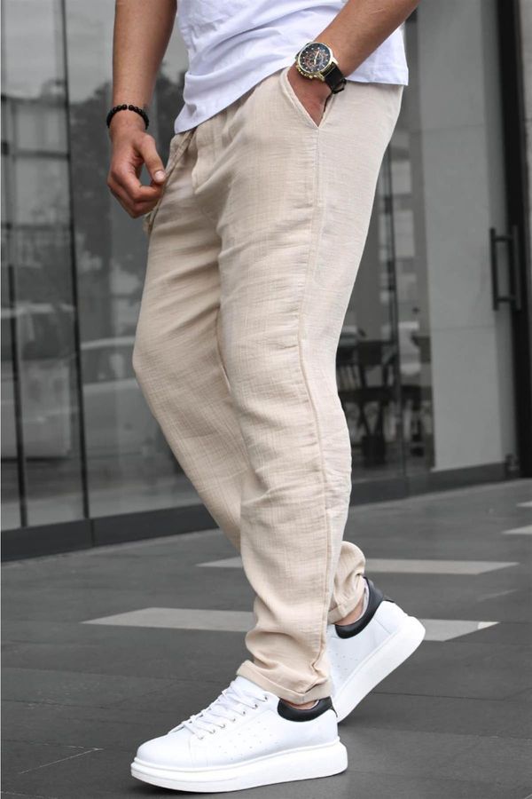 Madmext Madmext Beige Muslin Men's Basic Trousers 6507