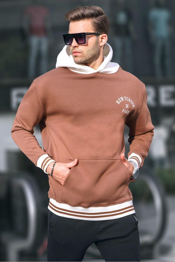 Madmext Madmext Brown Oversized Hoodie Sweatshirt 6139