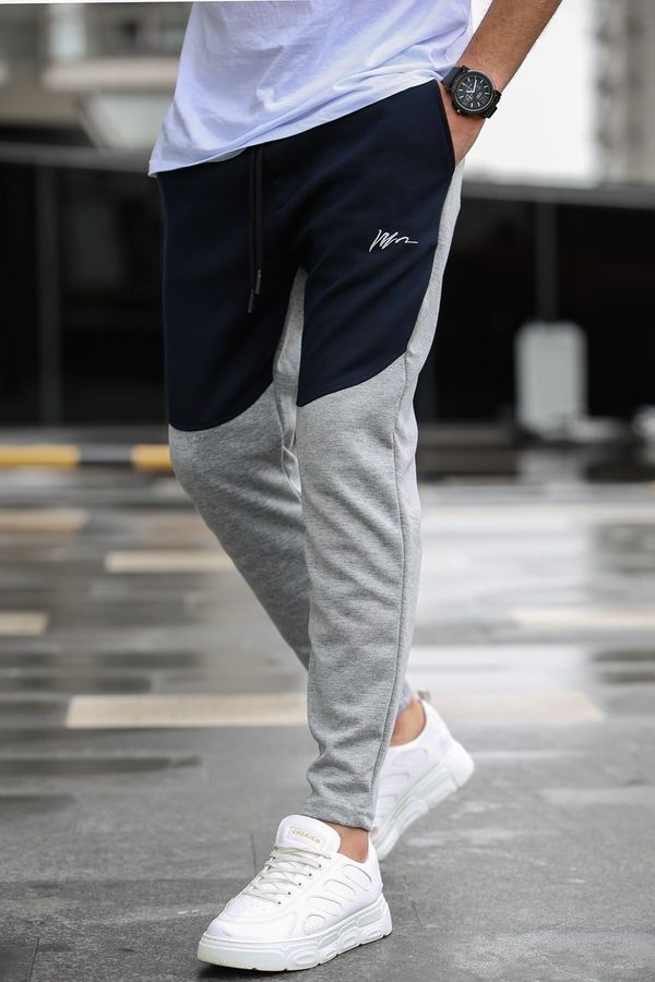 Madmext Madmext Gray Color Block Men's Tracksuit Bottoms