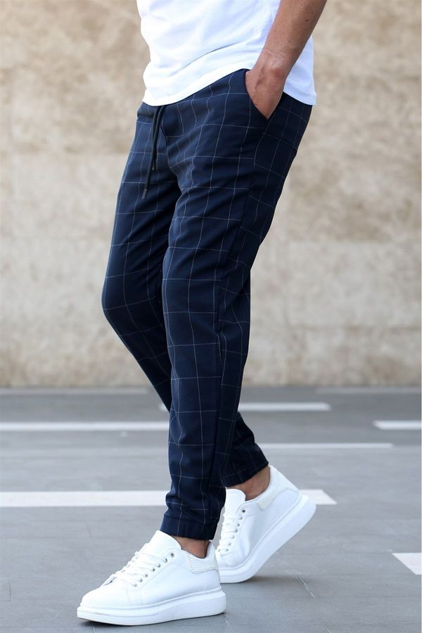 Madmext Madmext Navy Blue Plaid Jogger