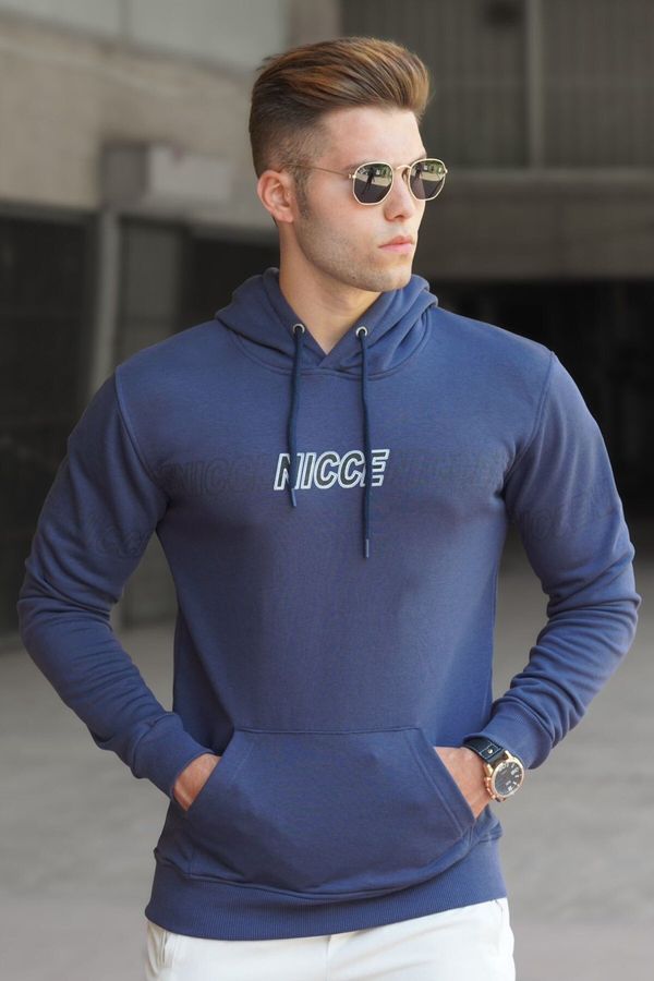Madmext Madmext Navy Blue Printed Men's Sweatshirt 5305