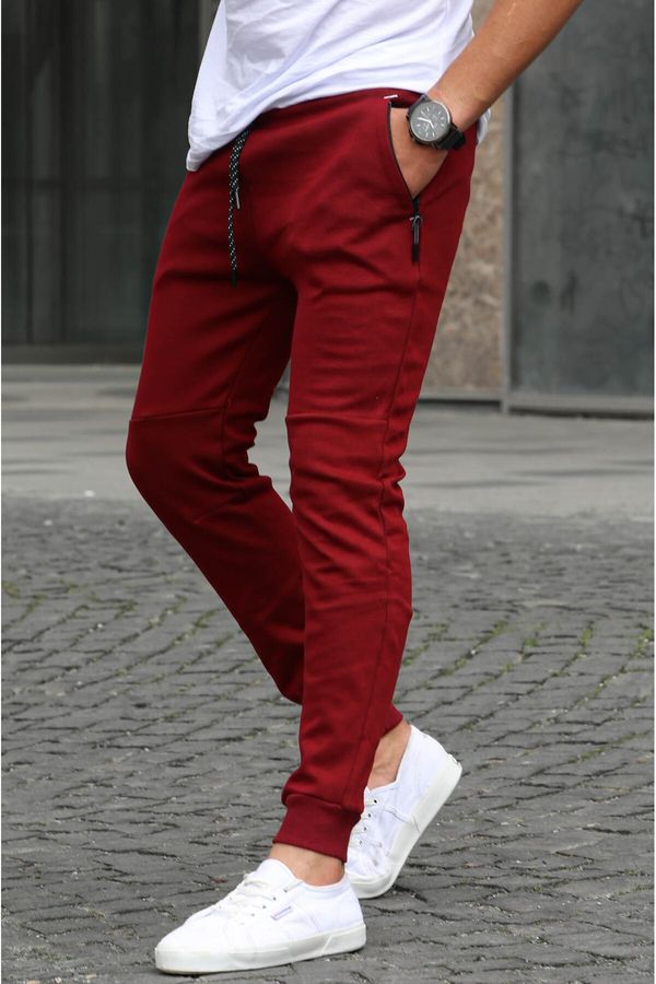 Madmext Madmext Plain Maroon Sweatpants with Cuffs 2080