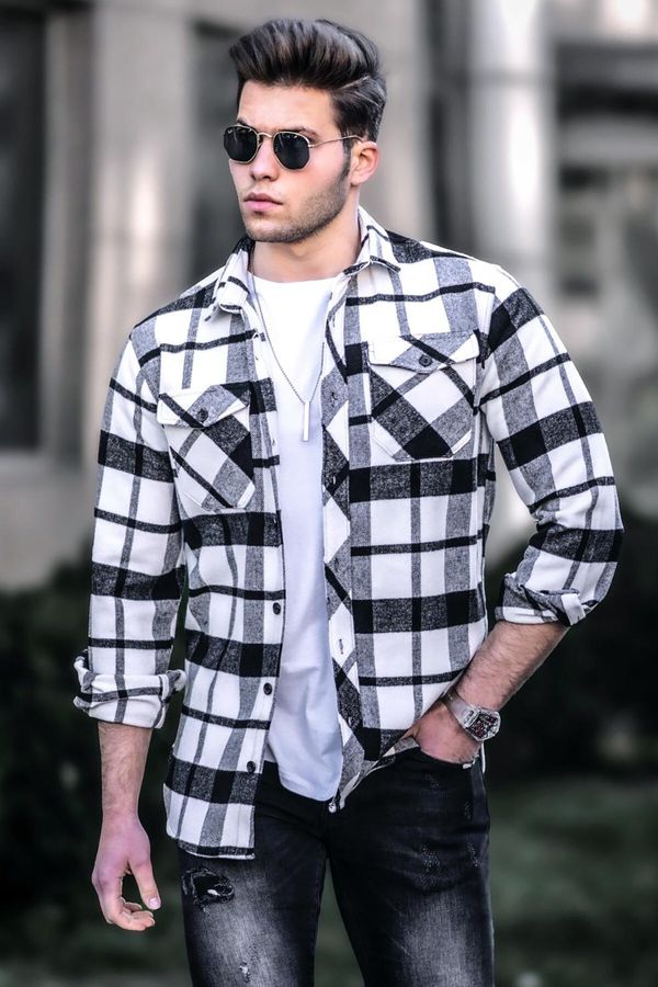 Madmext Madmext White Lumberjack Shirt 4950