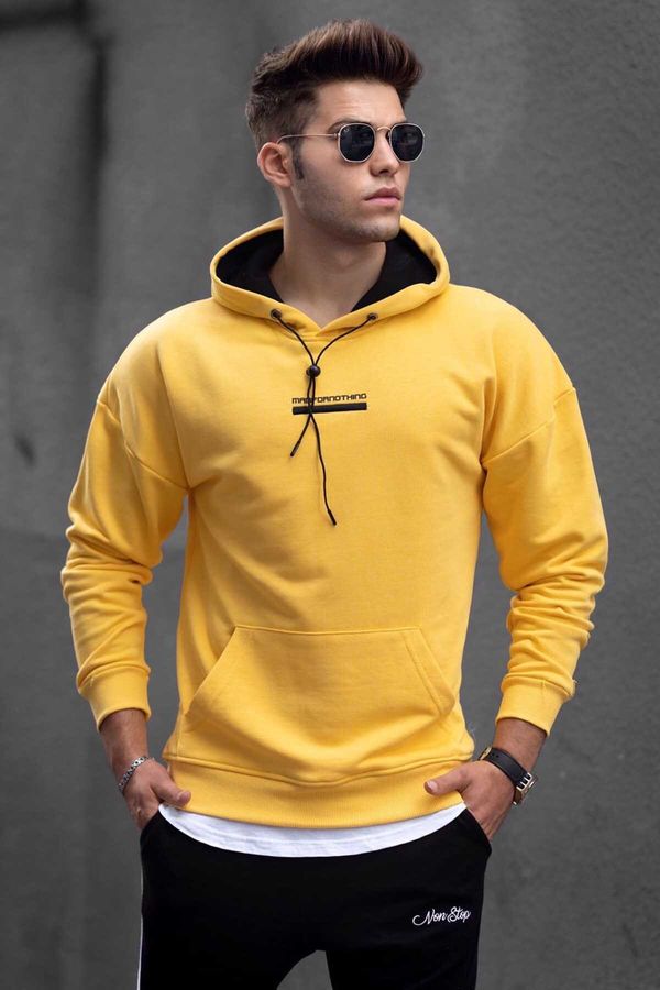 Madmext Madmext Yellow Printed Hooded Sweatshirt 4722