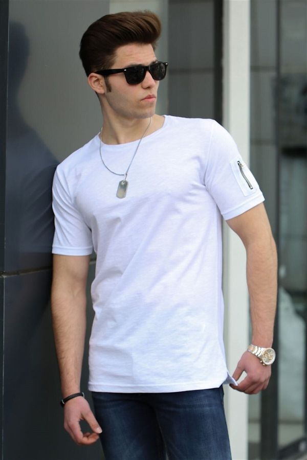 Madmext Madmext Zipper Detajlna bela majica 4103