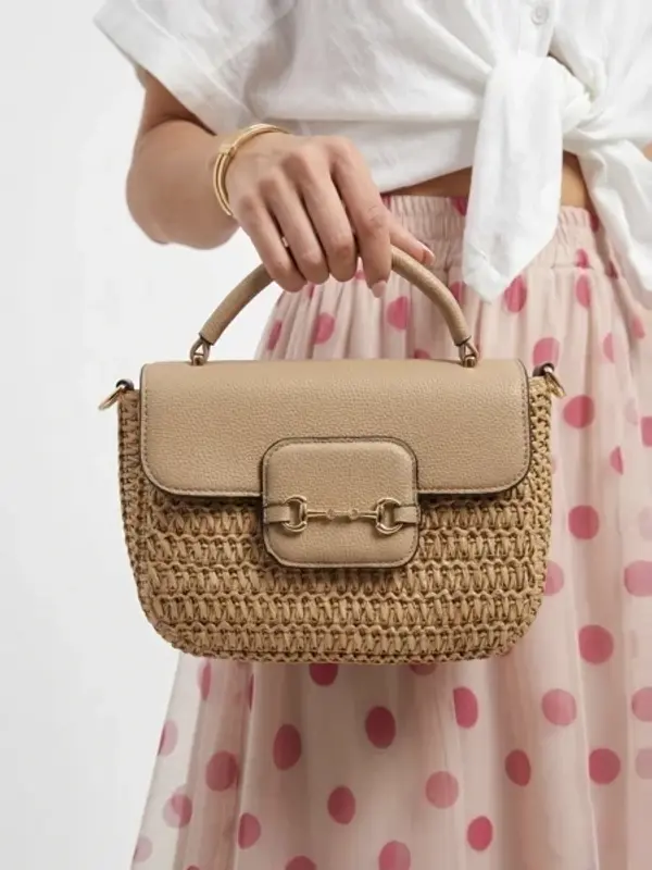 Resti Majhna slamnata torbica za ženske Lurena