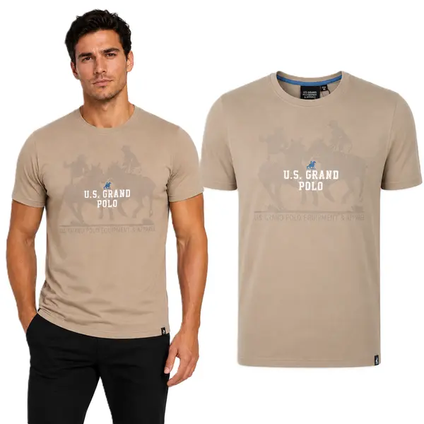 U.S. GRAND POLO EQUIPMENT & APPAREL Majica US Grand Polo Equipment &amp; Apparel bež