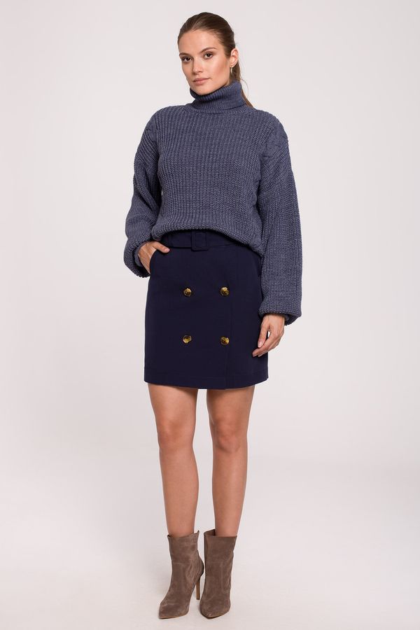 Makover Makover Woman's Skirt K113 Navy Blue