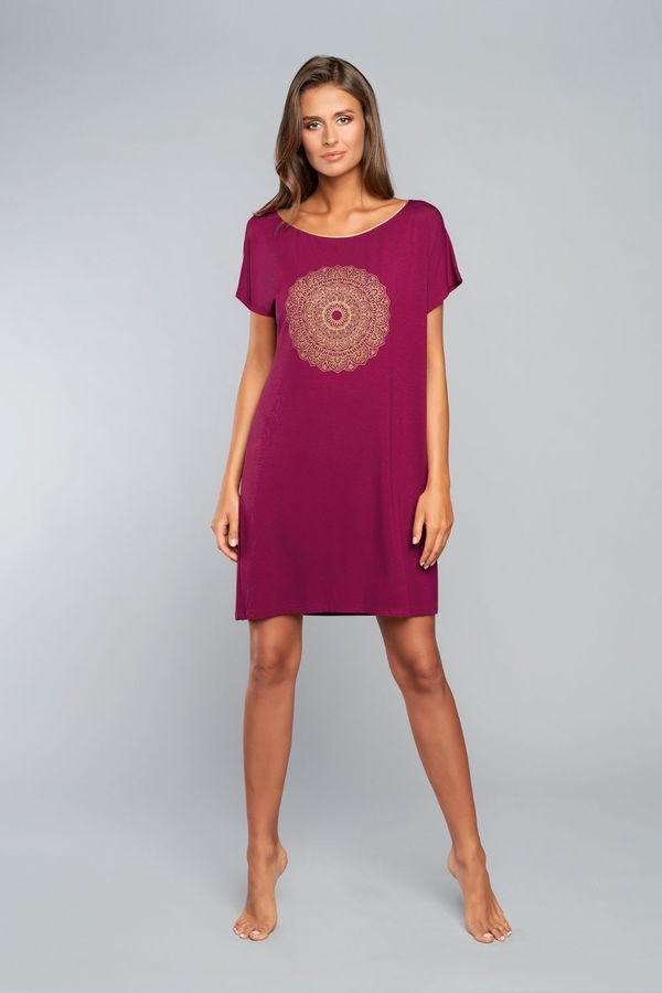 Italian Fashion Mandala Short Sleeve Shirt - Wine