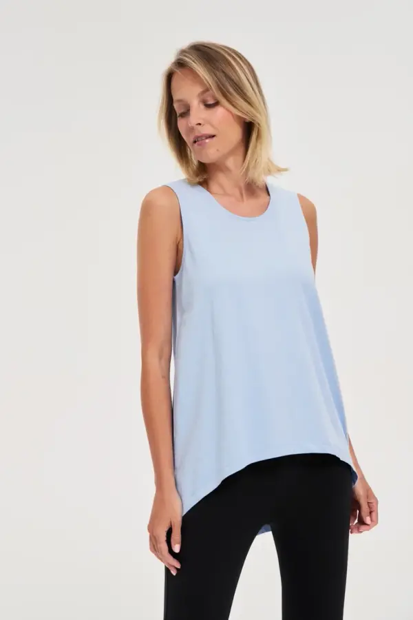 Marisse Marisse Asymmetrical Blue Top