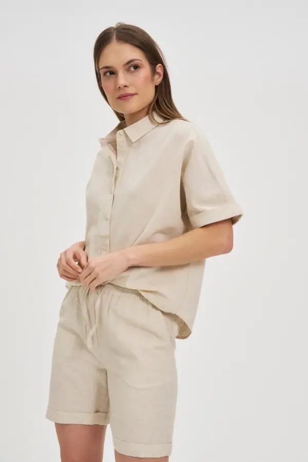 Marisse Marisse Beige Cotton And Linen Shirt