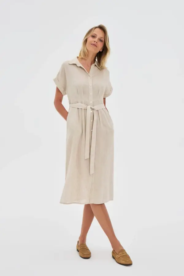 Marisse Marisse Beige Viscose-Linen Dress
