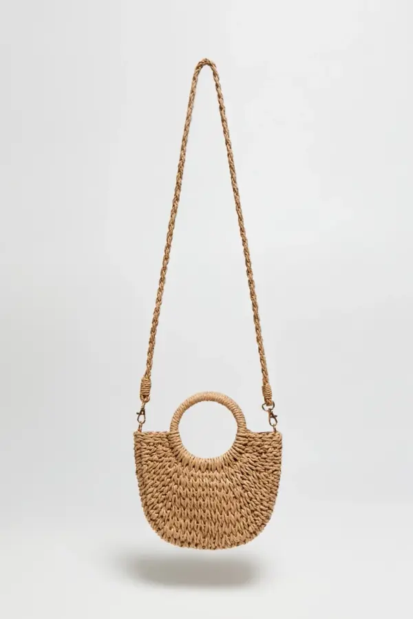 Marisse Marisse Beige Woven Bag With Round Handle
