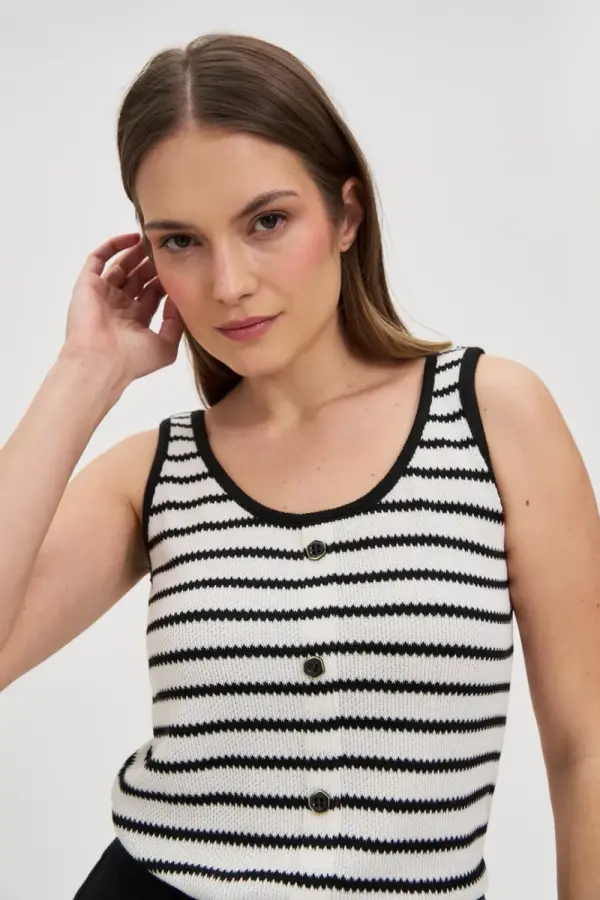 Marisse Marisse Black And White Striped Top