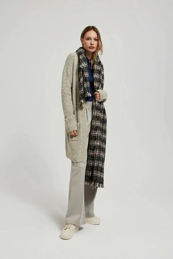 Marisse Marisse Black Checkered Scarf With Metallic Thread