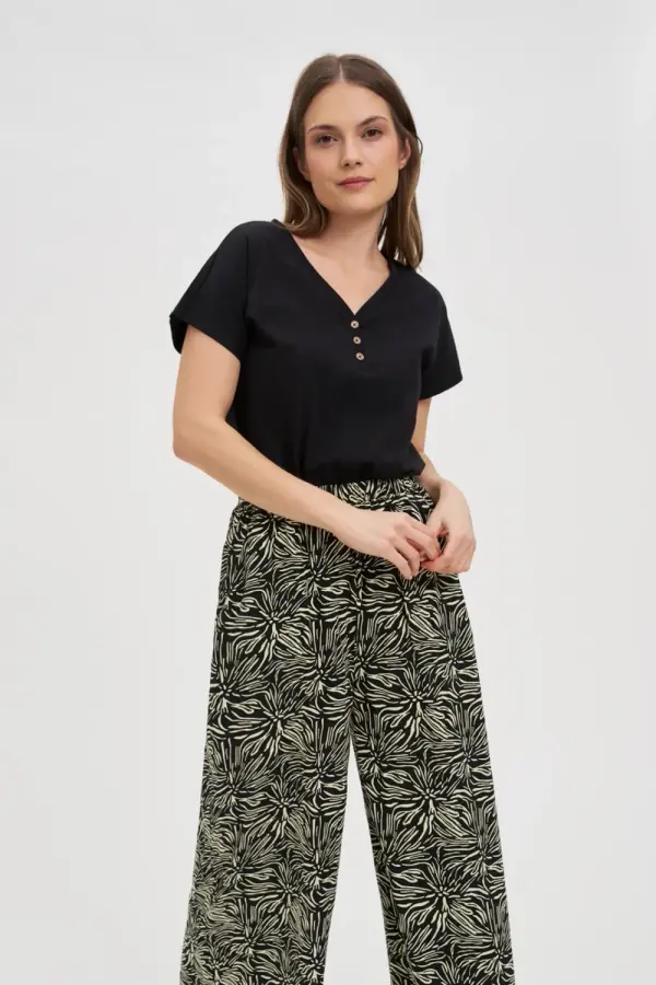 Marisse Marisse Black Cotton Button-Up Blouse