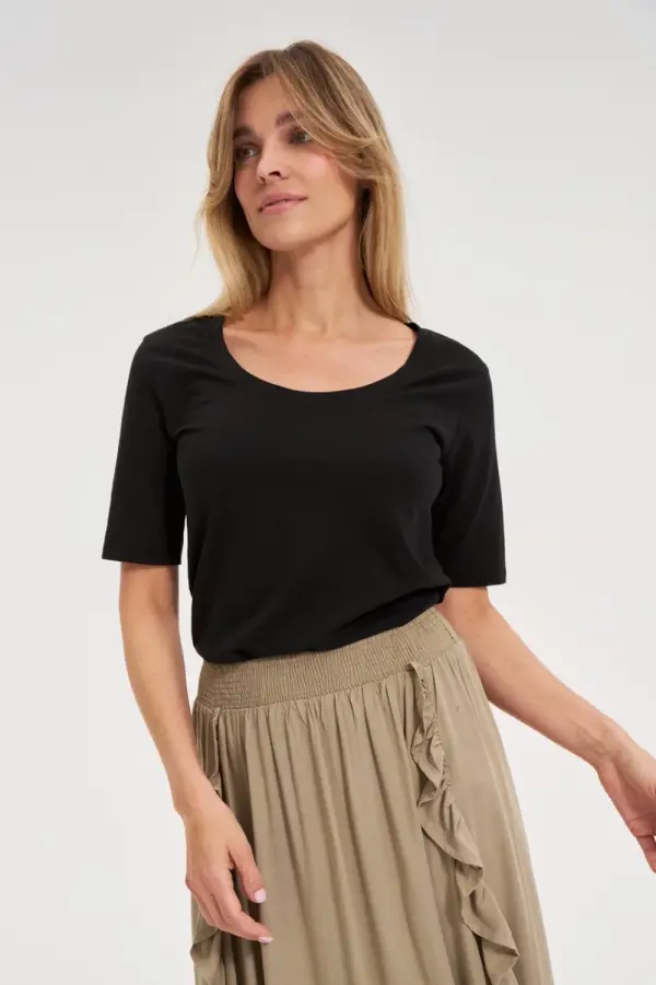 Marisse Marisse Black Cotton T-Shirt