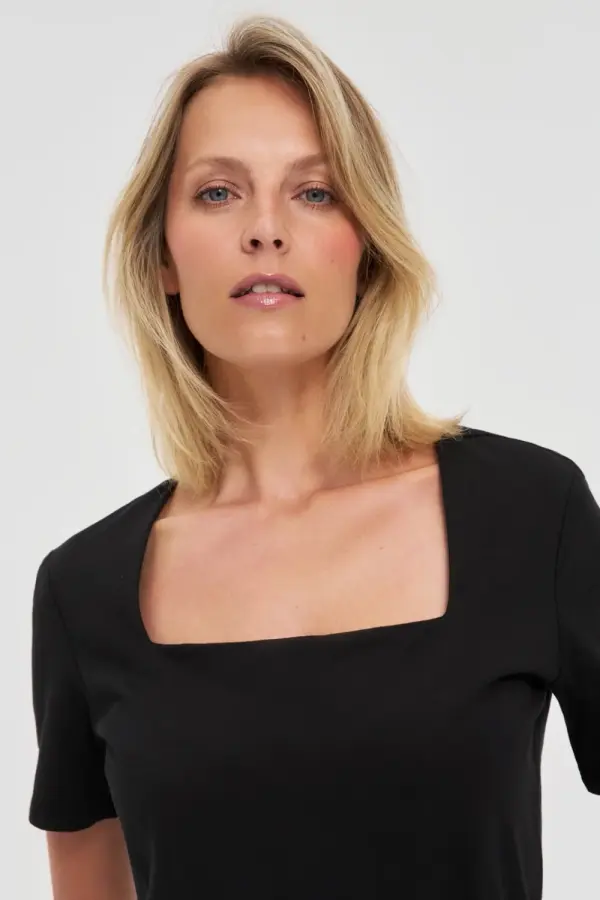 Marisse Marisse Black Diamond Neckline Blouse