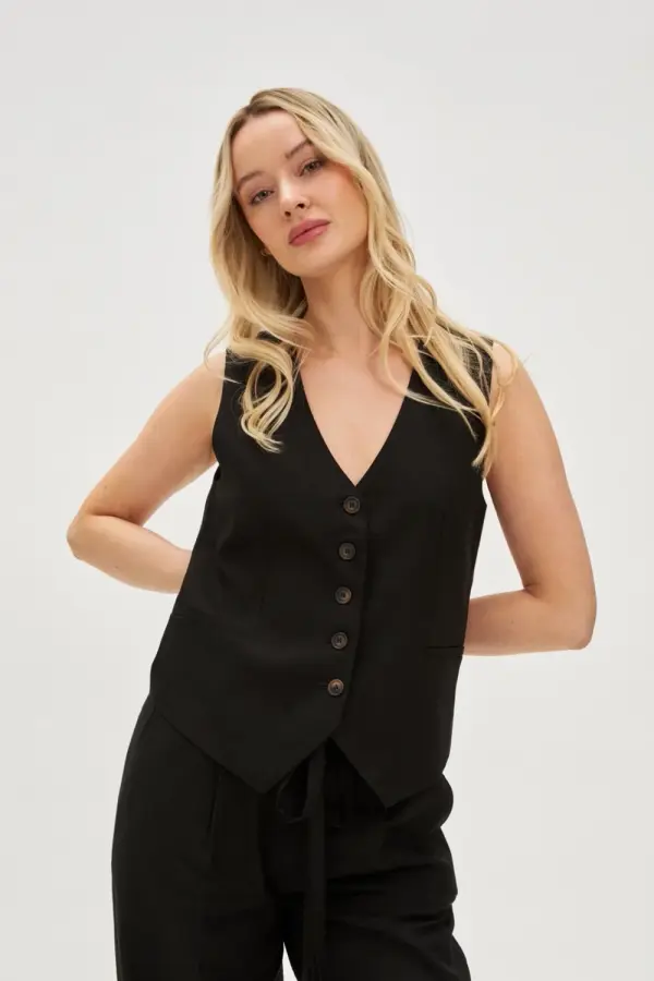 Marisse Marisse Black Linen Vest