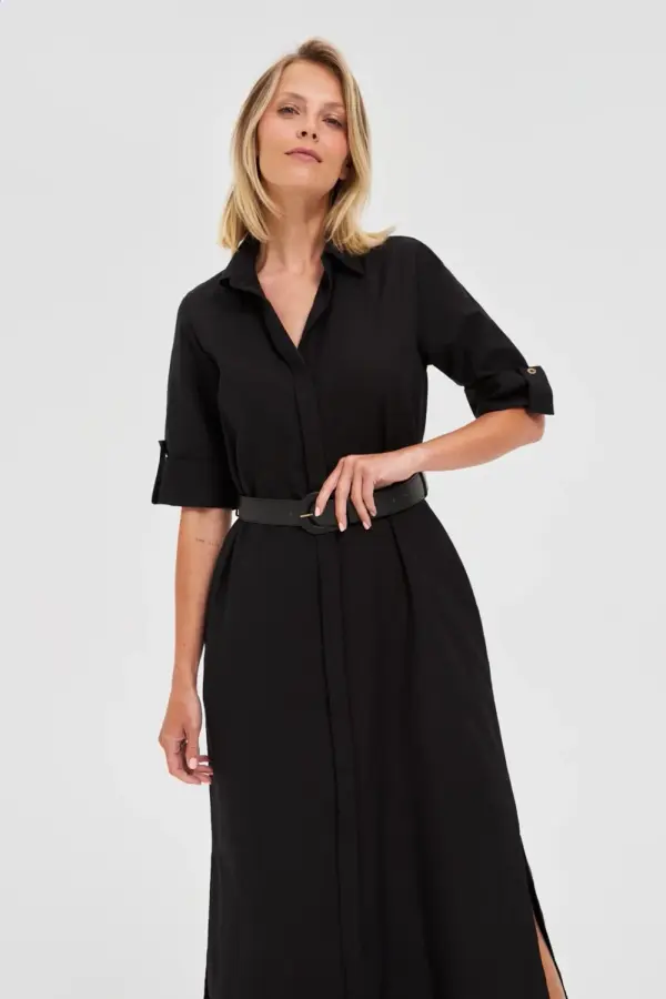 Marisse Marisse Black Midi Shirt Dress