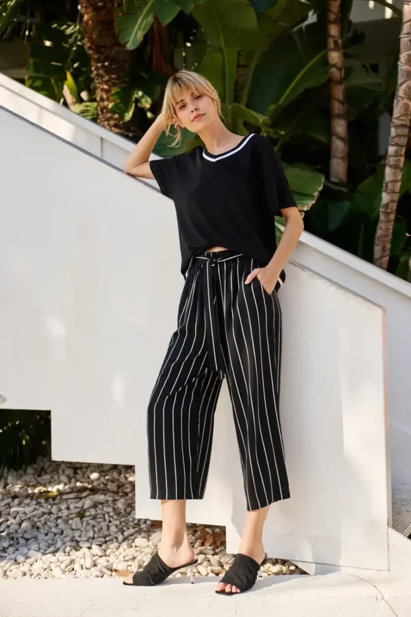 Marisse Marisse Black Striped Culottes
