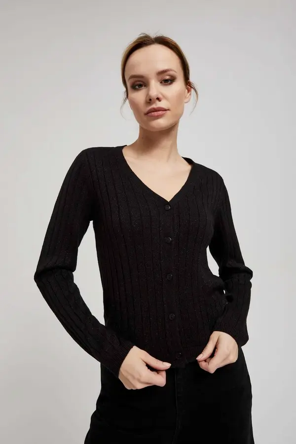 Marisse Marisse Black Sweater Decorated With Metallic Thread