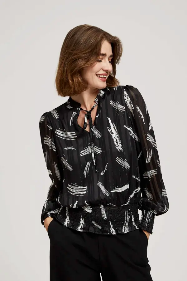 Marisse Marisse Black Tie-Neck Shirt