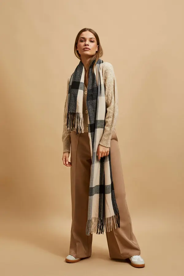 Marisse Marisse Blue Checkered Scarf