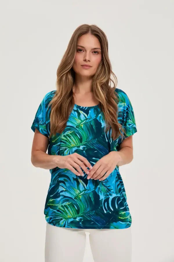 Marisse Marisse Blue Floral Pattern Blouse